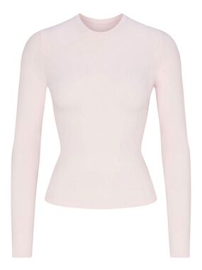 SKIMS Cotton Jersey Long Sleeve T-Shirt Barely Pink Size S BNWT